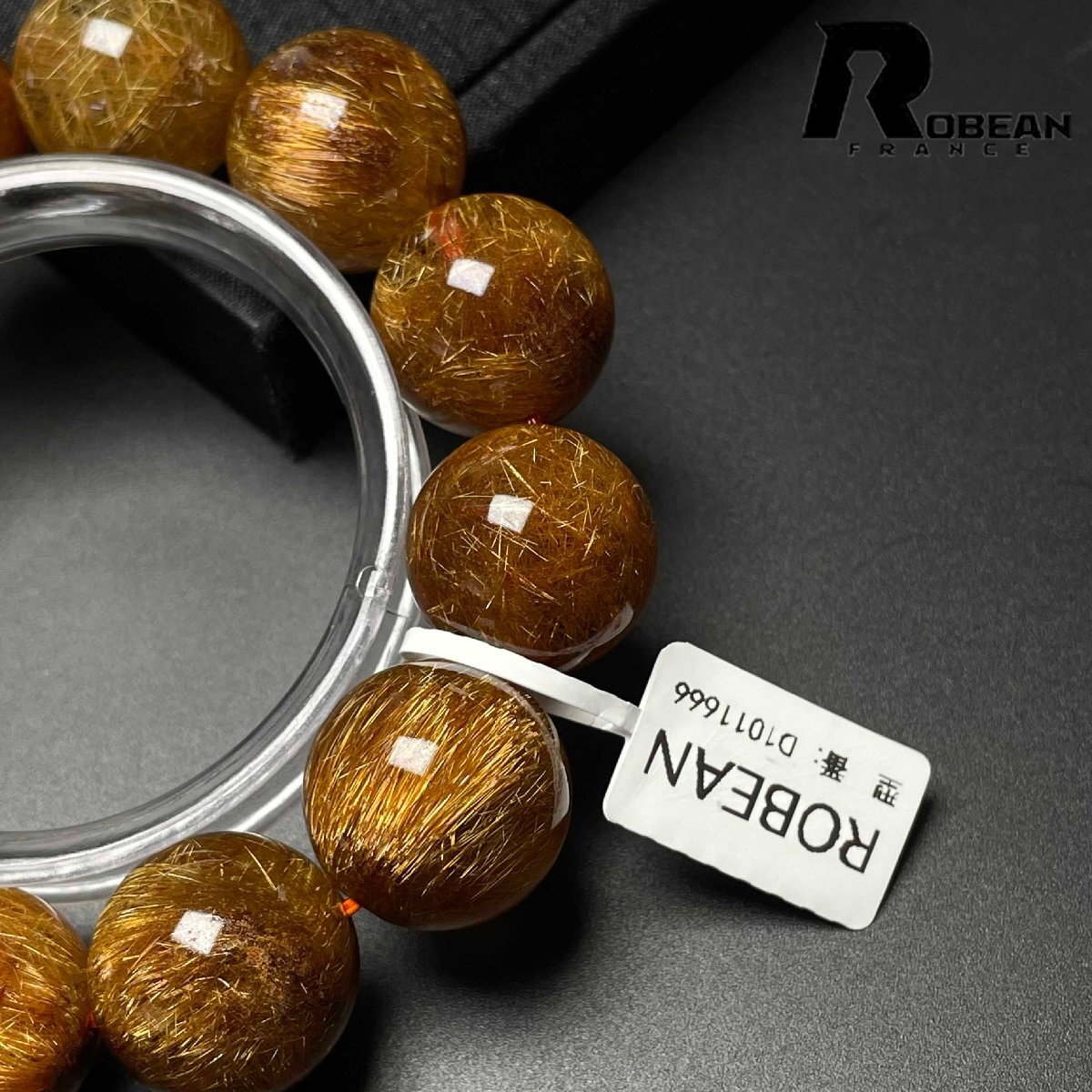 逸品 EU製 定価257万円★ROBEAN・銅髪ルチルクォーツ★ブレスレット パワーストーン 天然石 綺麗 金運 お守り 19.6-20.4mm D1011666_画像9