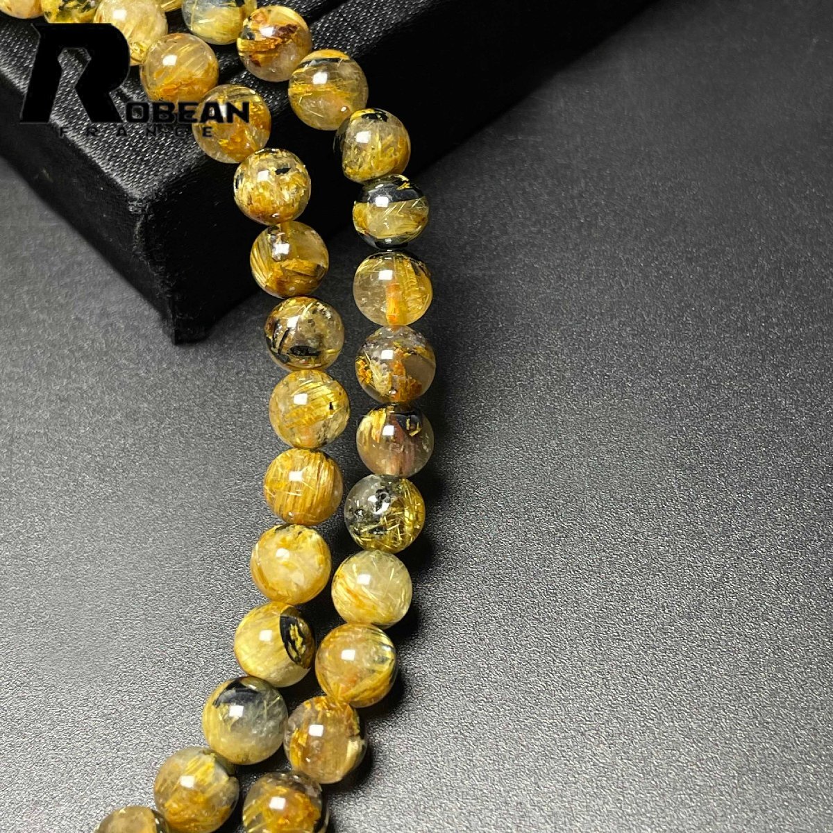 絶賛 EU製 定価18万円★ROBEAN・太陽花タイチンルチル★黄金針水晶 金運 開運 ゴールド 3本巻きブレス パワーストーン 5.9-6.3mm M0813363_画像4