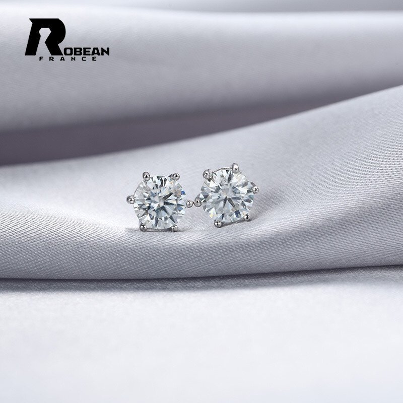 貴重 EU製 定価6万円★ROBEAN・人工ダイヤモンド・ピアス★s925 シルバー 合成ダイヤモンド 綺麗 オシャレ 高級 プレゼント 6mm ME825003_画像2