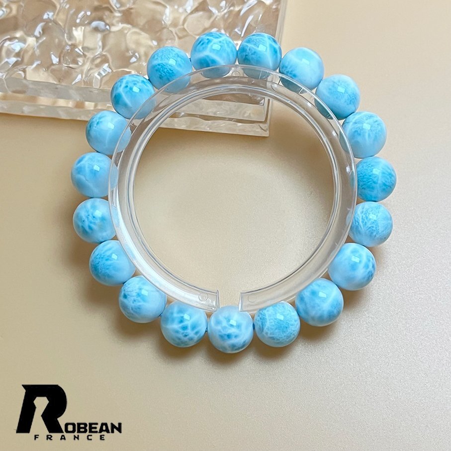 綺麗 EU製 定価31万円★ROBEAN・ドミニカ共和国産のラリマー★パワーストーン ブレスレット 天然石 開運 金運 綺麗 約10.4-10.8mm K1009120_画像3