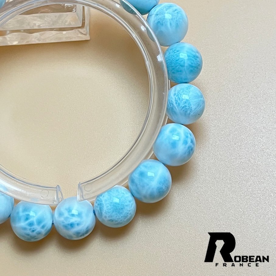 綺麗 EU製 定価31万円★ROBEAN・ドミニカ共和国産のラリマー★パワーストーン ブレスレット 天然石 開運 金運 綺麗 約10.4-10.8mm K1009120_画像4