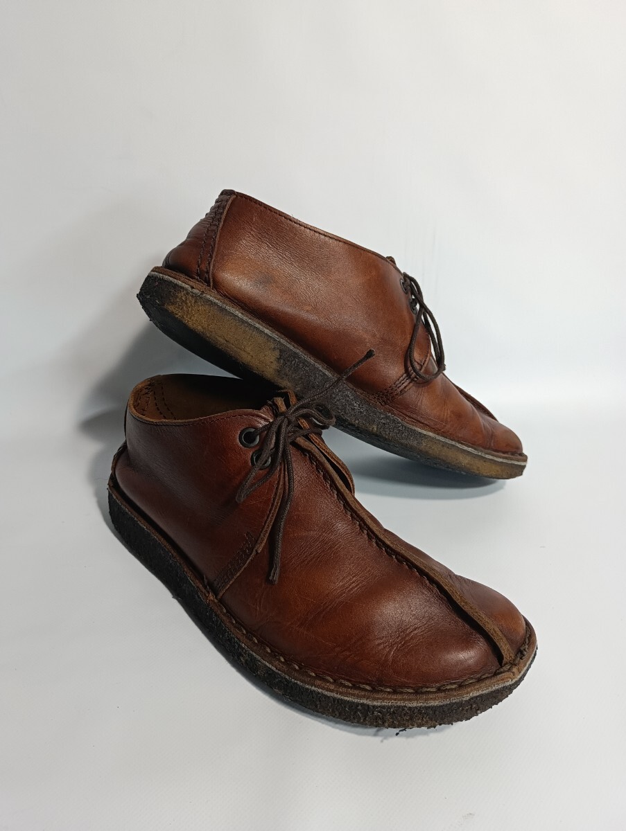 ヴィンテージ Clarks クラークス イングランド製? 茶 本革レザー デザートトレック ローカットブーツ us 7 1/2 25.5cm ラバーソール_画像5