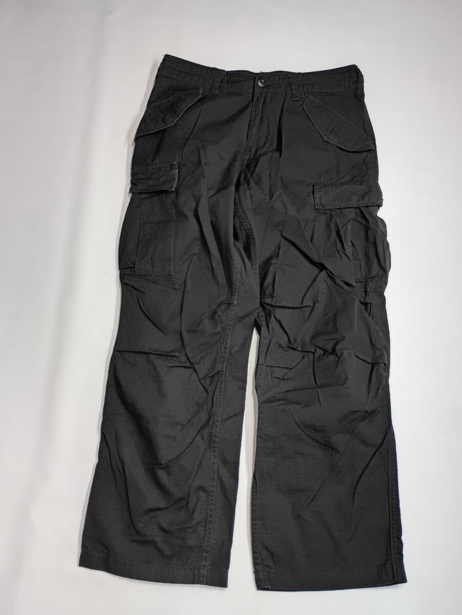 ALPHA INDUSTRIES INC. アルファインダストリーズ　黒　リップストップ？　ミリタリー　カーゴパンツ　M約80cm ブラック_画像3