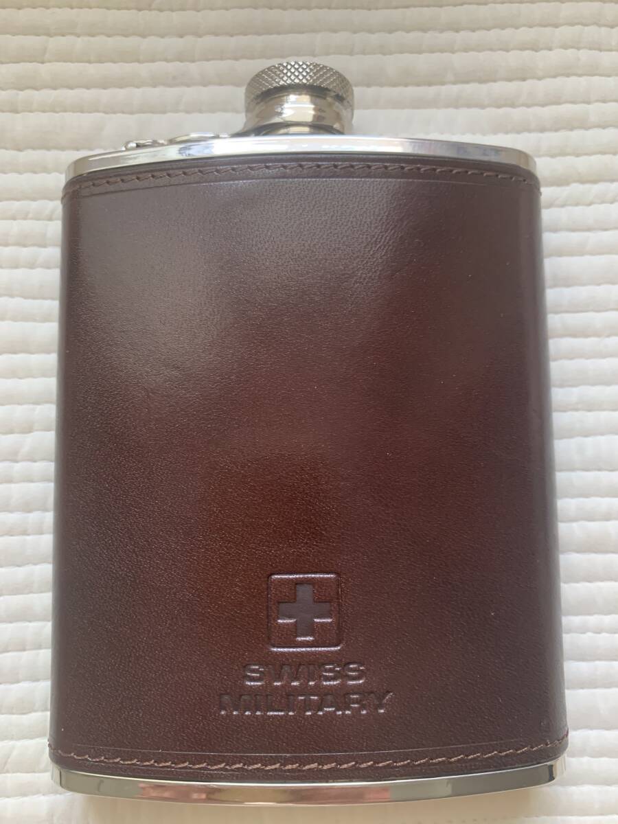 SWISS MILITARY スイスミリタリー ウィスキーフラスク 本革巻き スキットル_画像2