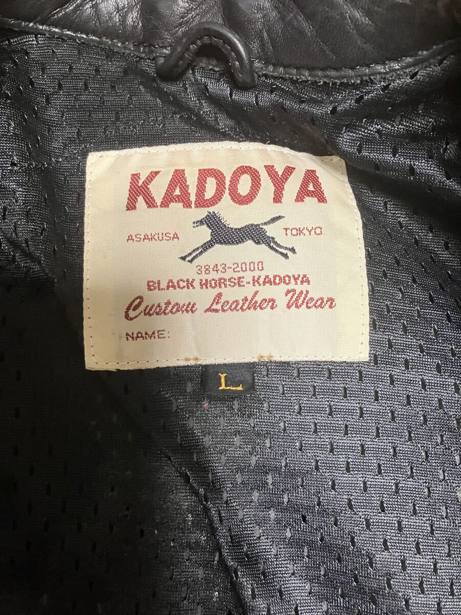 KADOYAカドヤ BLACK HORSE レザージャケット　キルティング　サイズL_画像10