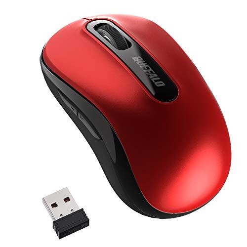 レッド 単品 バッファロー マウス 無(wú)線 ワイヤレス 5ボタン 【戻る/進(jìn)むボタン搭載】 小型 軽量 節(jié)電モデル 最大584日使用