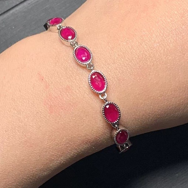 天然ルビーブレスレット ナチュラル 天然 アクセサリー 宝石 カラーストーン ギフト He Sw_4223_画像1