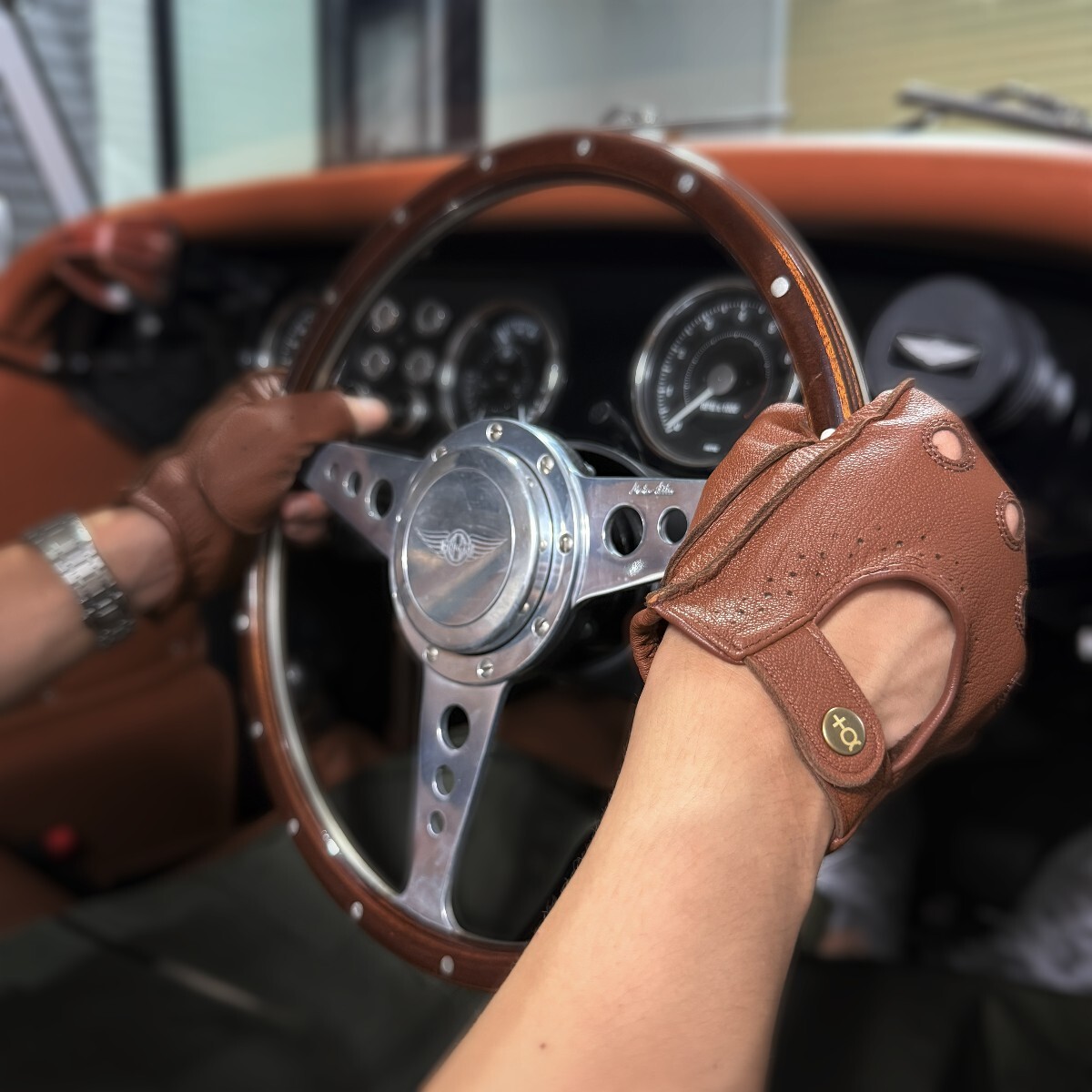 Plus Alpha Designs натуральная кожа перчатка для гонок ( Brown ) S размер 