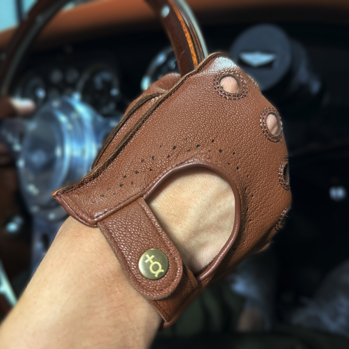 Plus Alpha Designs натуральная кожа перчатка для гонок ( Brown ) S размер 