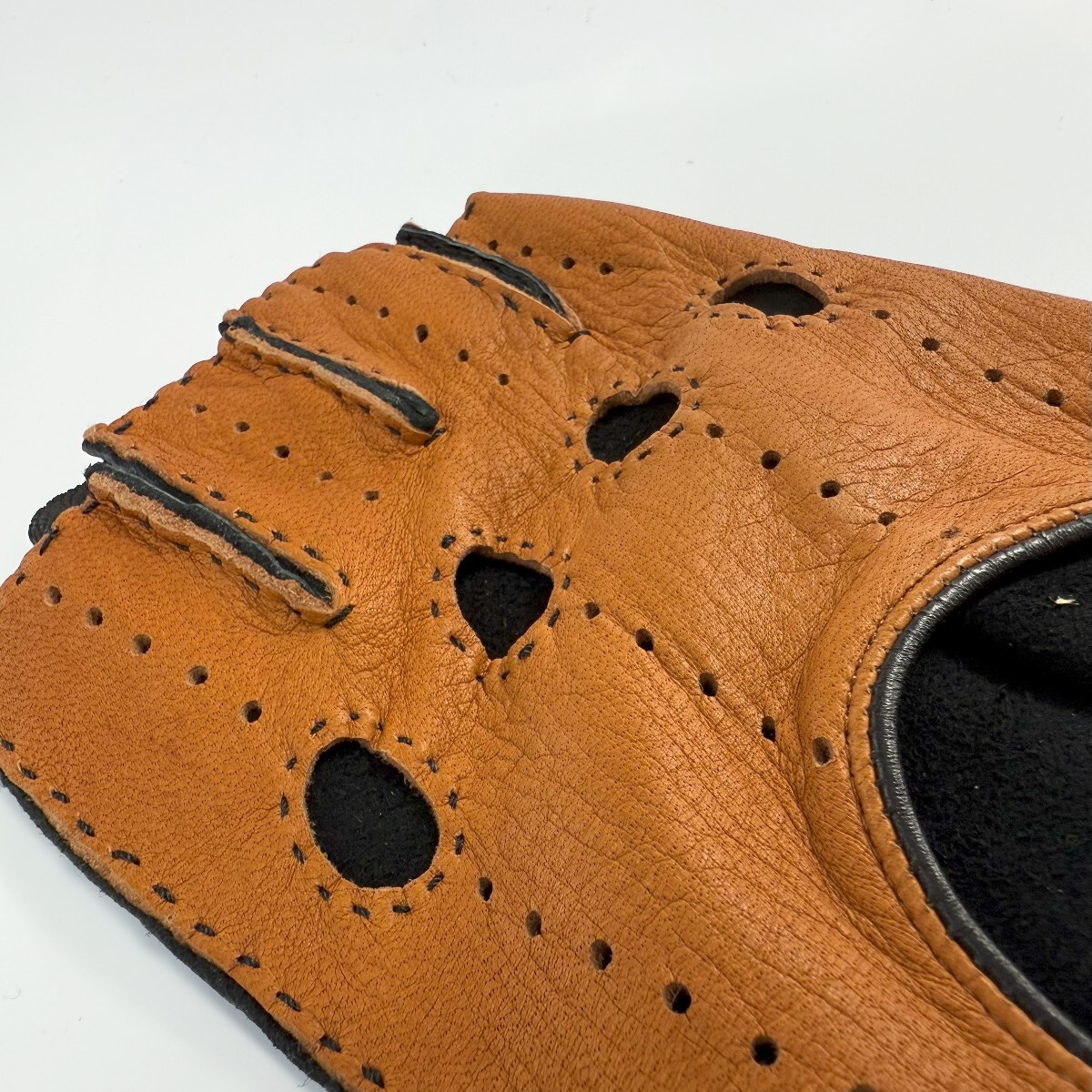 Plus Alpha Designs 2 цветный перчатка для гонок ( олень кожа / ручная работа ) L размер 