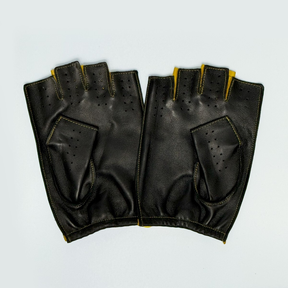 2 цветный перчатка для гонок ( черный / кожа ягненка ) S размер 