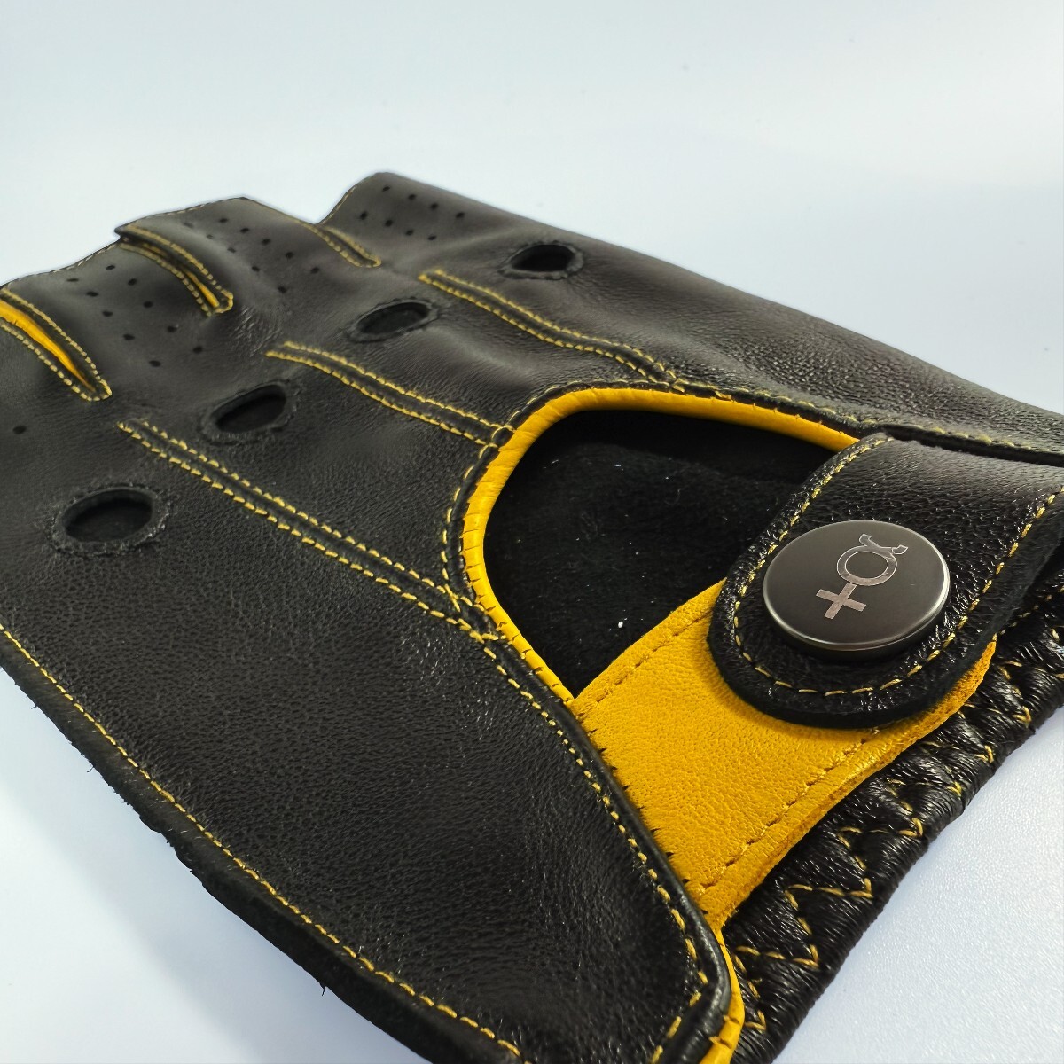 2 цветный перчатка для гонок ( черный / кожа ягненка ) S размер 