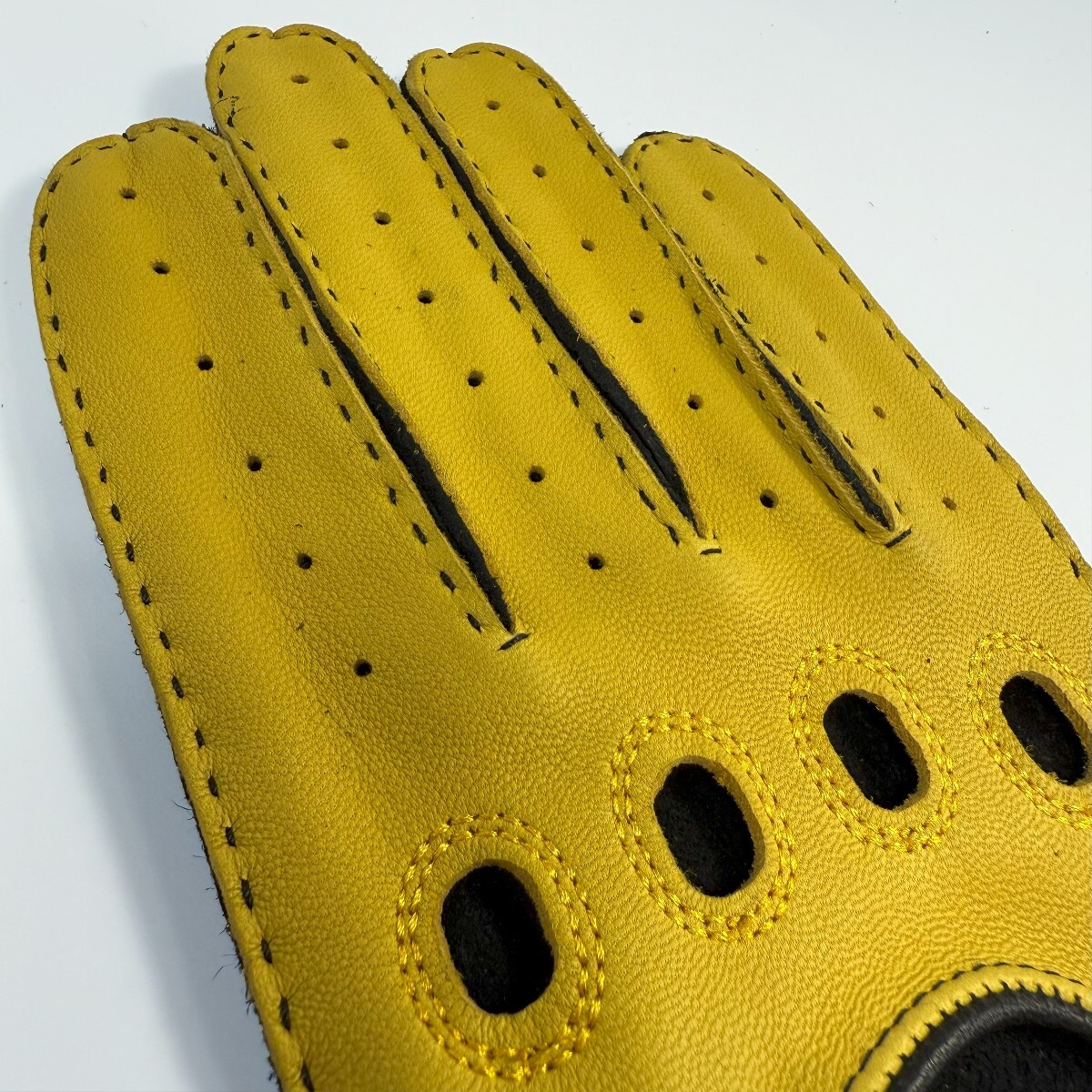  натуральная кожа перчатка для гонок ( желтый / полный палец ) M размер 