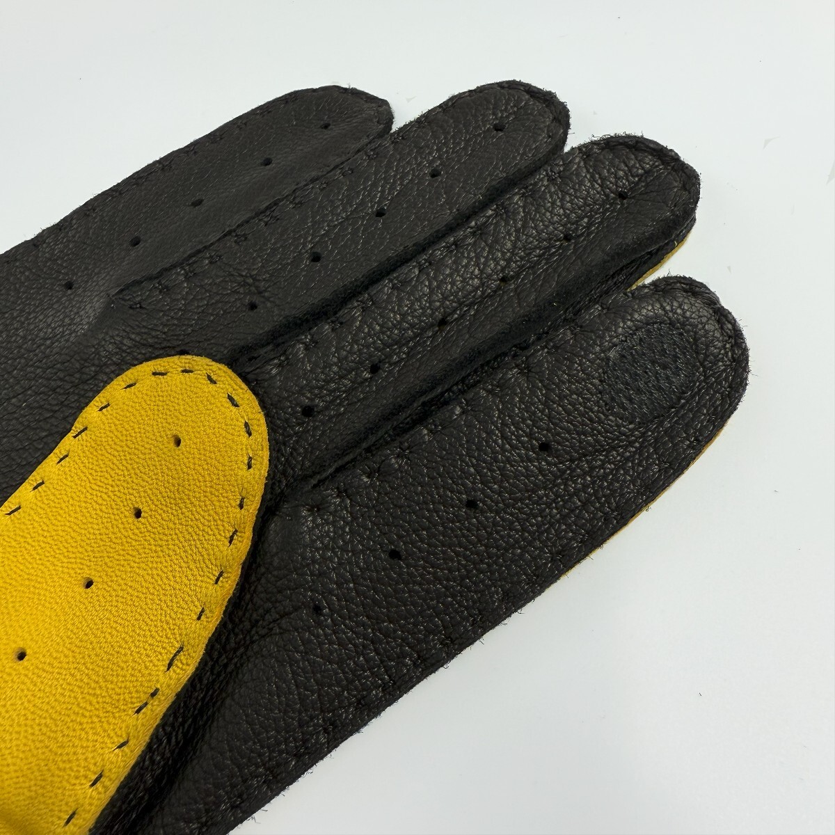  натуральная кожа перчатка для гонок ( желтый / полный палец ) M размер 