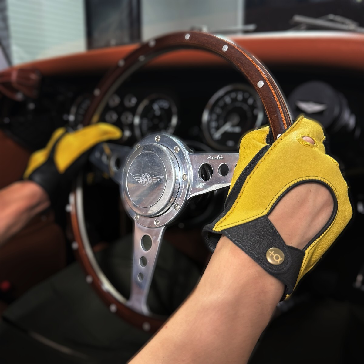  натуральная кожа перчатка для гонок ( желтый / полный палец ) L размер 