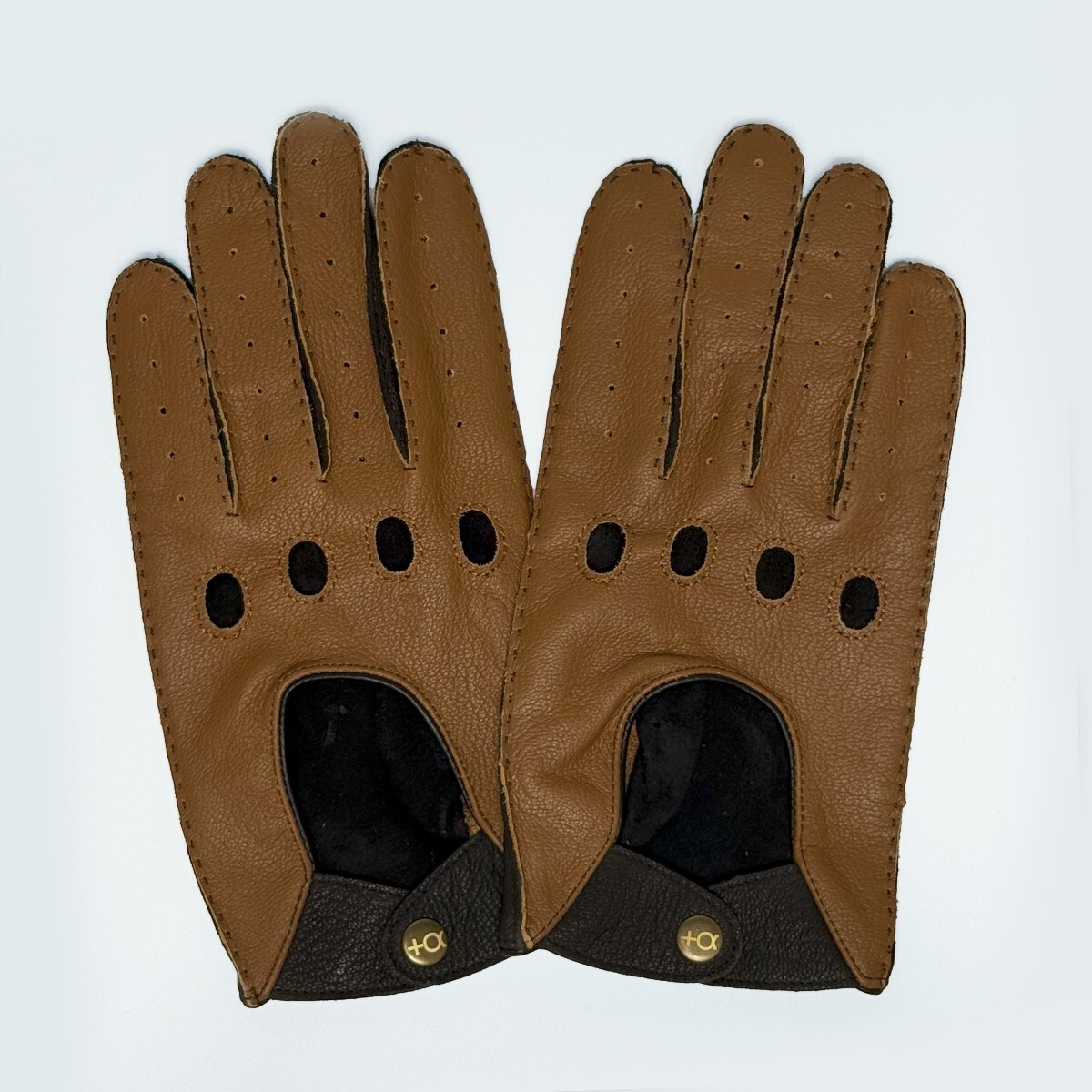  натуральная кожа перчатка для гонок ( Brown / полный палец ) S размер 