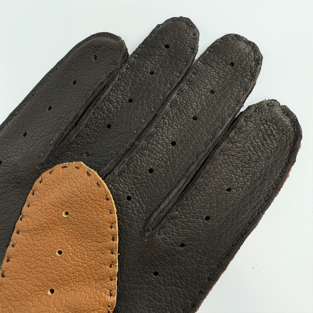  натуральная кожа перчатка для гонок ( Brown / полный палец ) S размер 