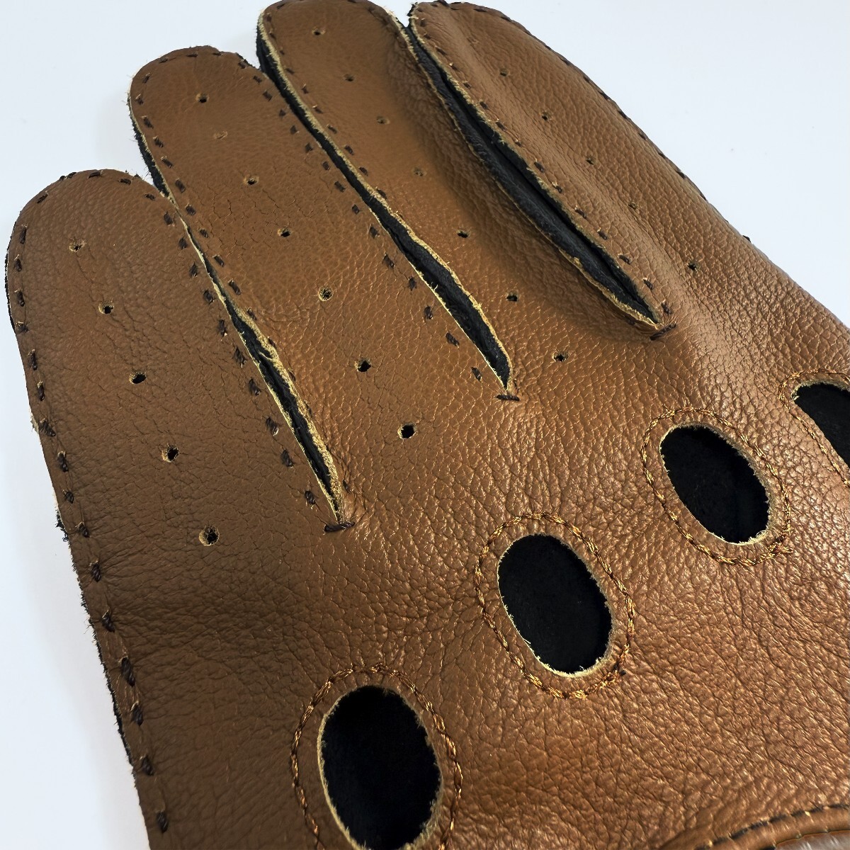 Plus Alpha Designs натуральная кожа перчатка для гонок ( Brown / полный палец ) M размер 