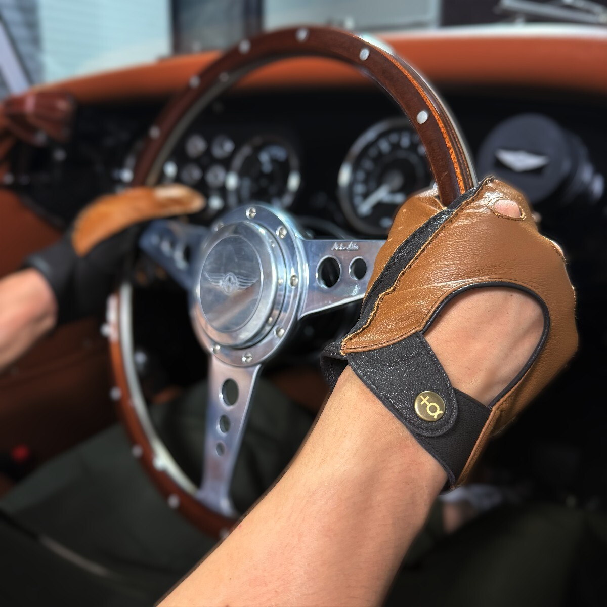 Plus Alpha Designs натуральная кожа перчатка для гонок ( Brown / полный палец ) M размер 