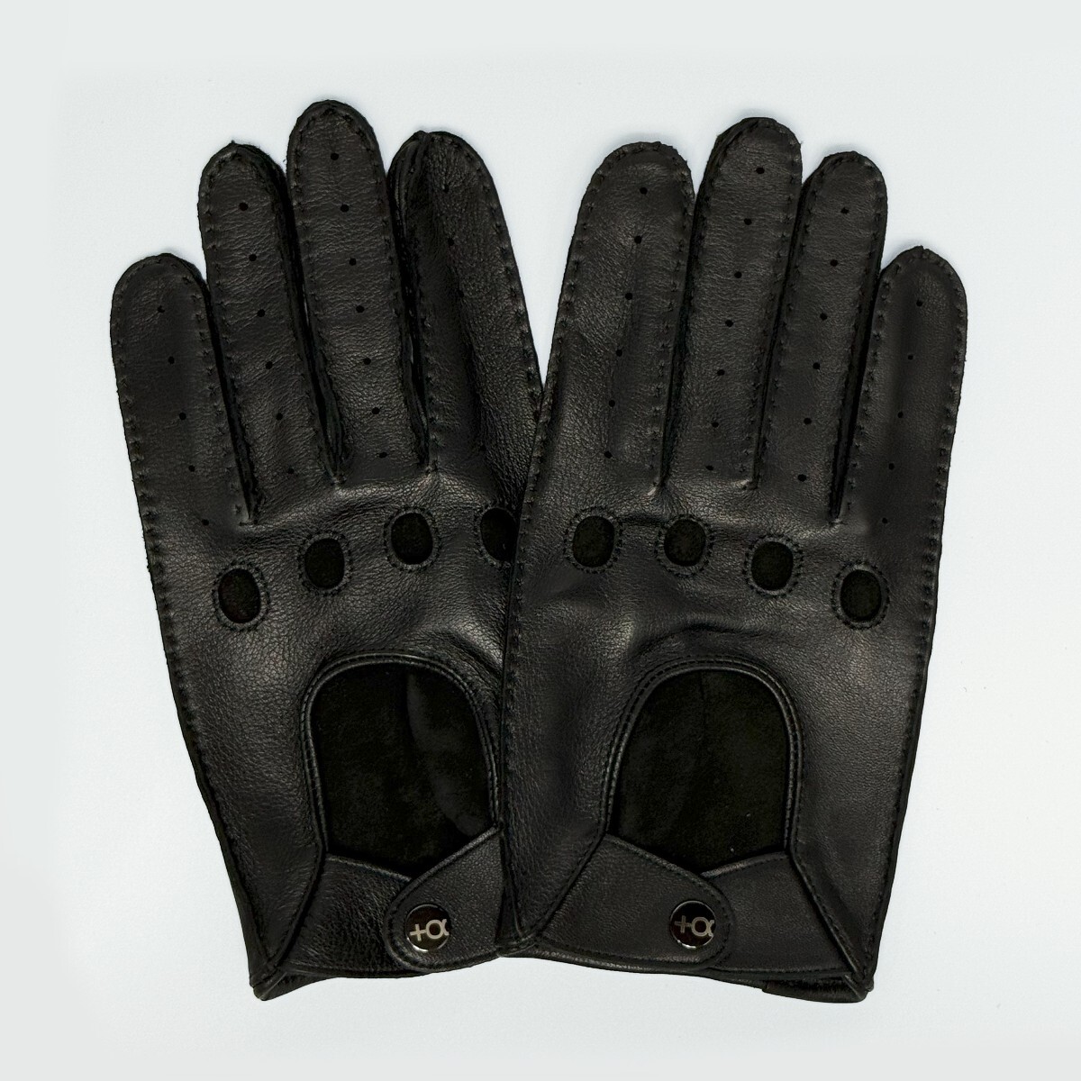  натуральная кожа перчатка для гонок ( черный / полный палец ) S размер 