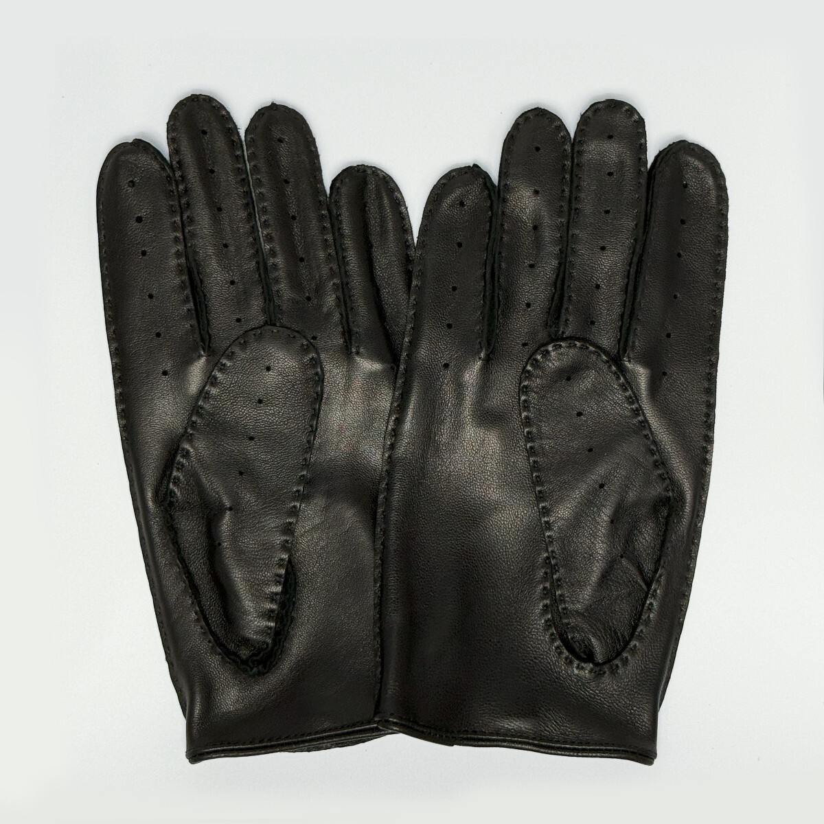  натуральная кожа перчатка для гонок ( черный / полный палец ) S размер 