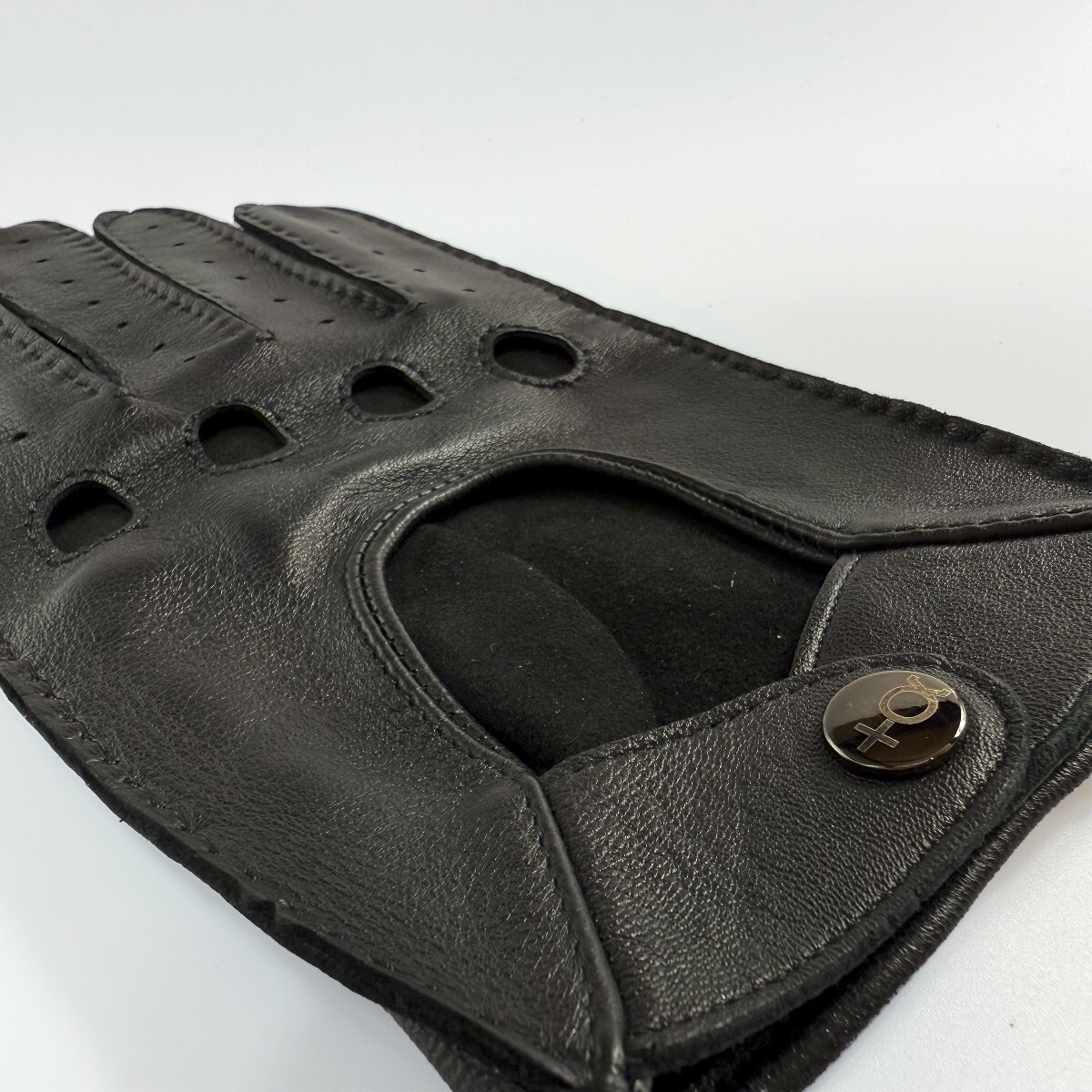  натуральная кожа перчатка для гонок ( черный / полный палец ) S размер 