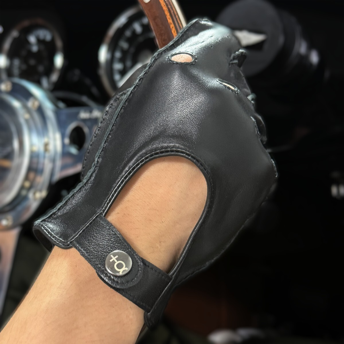  натуральная кожа перчатка для гонок ( черный / полный палец ) S размер 