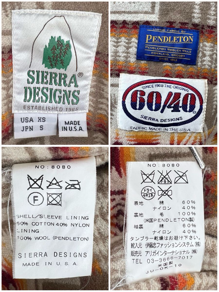 SIERRA DESIGN PENDLETON 60/40 mountain jacket S シエラデザイン ペンドルトン コラボ 64クロス マウンテンパーカー 名作 アーカイブ _画像6