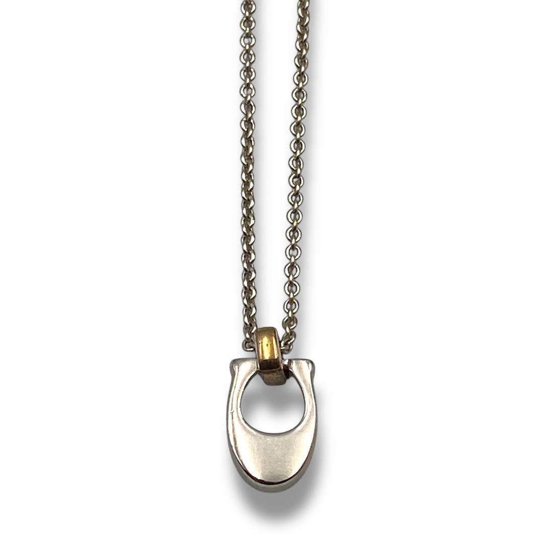 美品 COACH コーチ ネックレス ロゴ ペンダント ラインストーン 馬蹄 銀_画像3