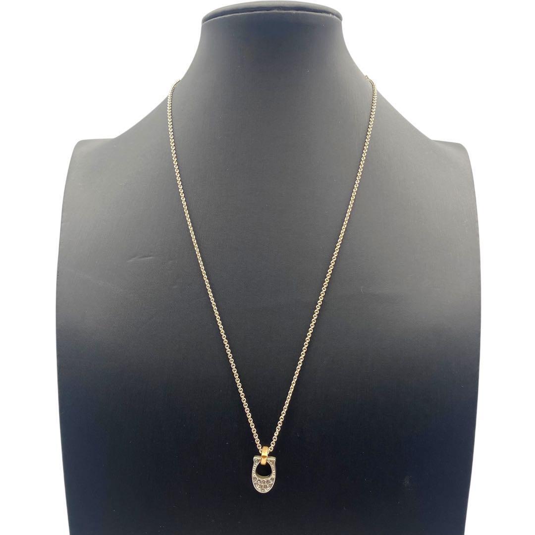 美品 COACH コーチ ネックレス ロゴ ペンダント ラインストーン 馬蹄 銀_画像5