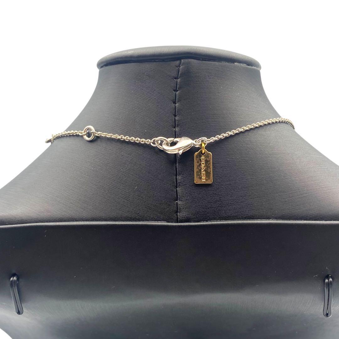 美品 COACH コーチ ネックレス ロゴ ペンダント ラインストーン 馬蹄 銀_画像6