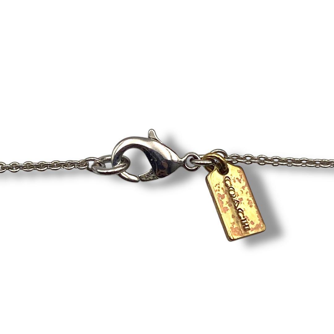 美品 COACH コーチ ネックレス ロゴ ペンダント ラインストーン 馬蹄 銀_画像7