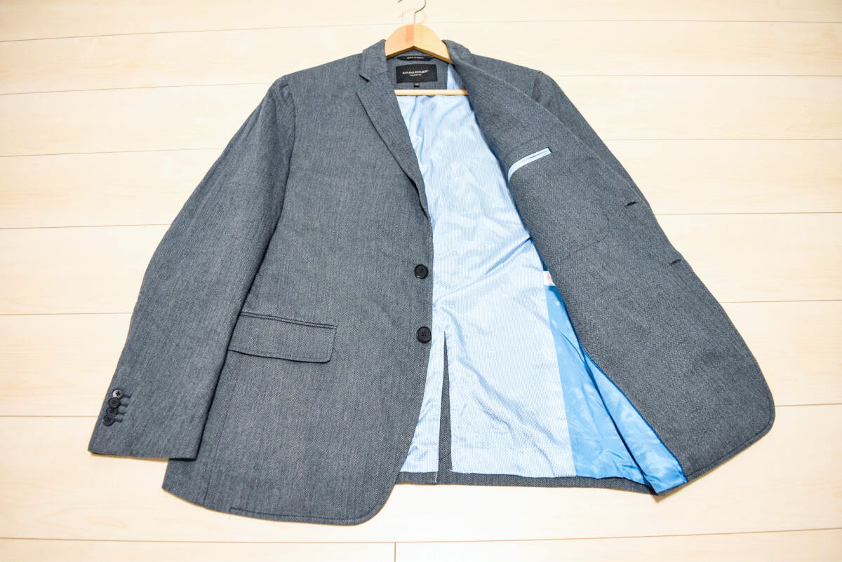 BANANA REPUBLIC バナナ リパブリック 2釦 コットン100% 厚め ヘリンボーン オールシーズン テーラード ブレザー ジャケット L _画像2