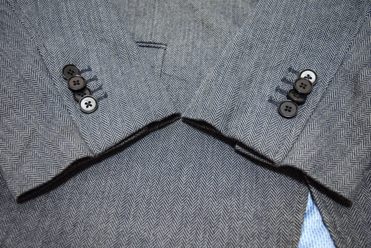 BANANA REPUBLIC バナナ リパブリック 2釦 コットン100% 厚め ヘリンボーン オールシーズン テーラード ブレザー ジャケット L _画像5