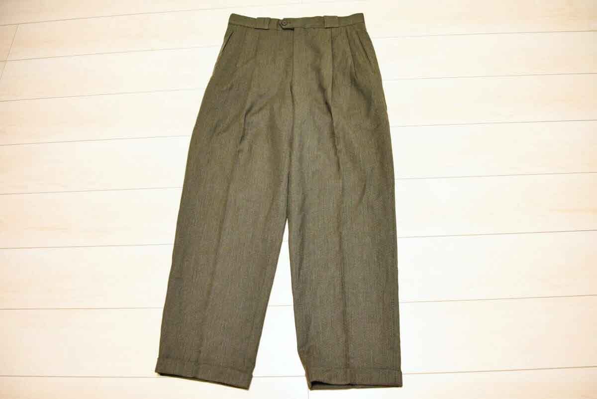 TRUSSARDI トラサルディ ウール100% 少し厚め ドリルツイル地 スラックス パンツ W33 L29 L 冬 (K00102702)_画像2