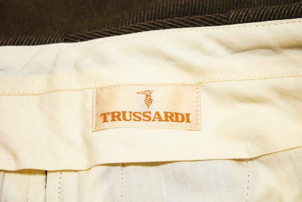 TRUSSARDI トラサルディ ウール100% 少し厚め ドリルツイル地 スラックス パンツ W33 L29 L 冬 (K00102702)_画像4