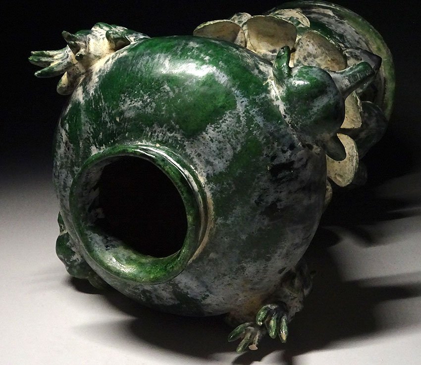 緑屋z■ 中国古玩 漢 緑釉 蓋付 壷 高約41cm 木箱 唐物 時代物 i9/7-7478/14-3#120_画像4