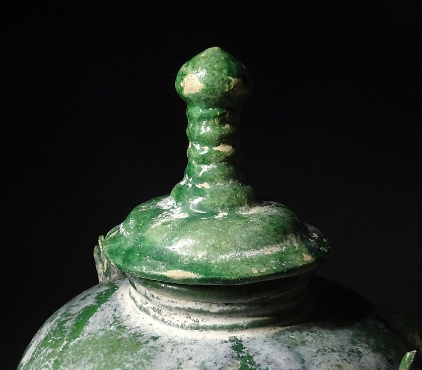 緑屋z■ 中国古玩 漢 緑釉 蓋付 壷 高約41cm 木箱 唐物 時代物 i9/7-7478/14-3#120_画像5