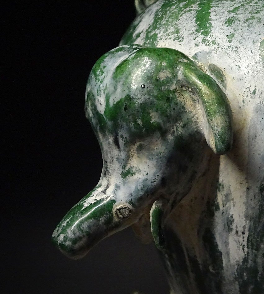 緑屋z■ 中国古玩 漢 緑釉 蓋付 壷 高約41cm 木箱 唐物 時代物 i9/7-7478/14-3#120_画像6