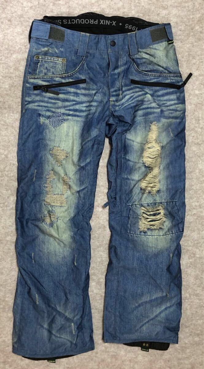 x-nix デニムプリント ジーンズプリント スノーボードパンツ USA Sサイズ 【JPN Mサイズ相当だと思います。】スノボ ウインタースポーツ_画像1