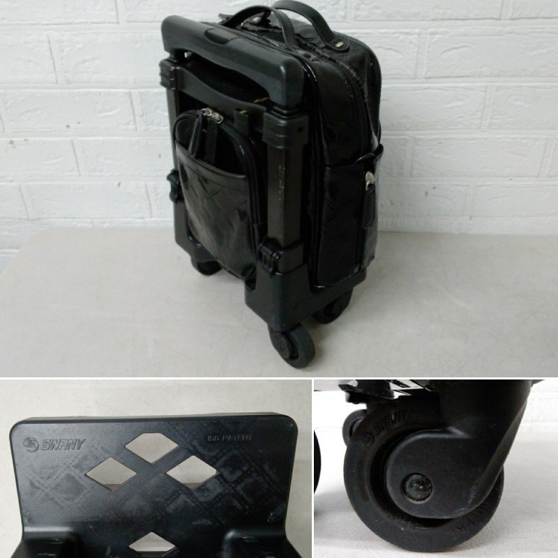 21 SWANY スワニー キャリーバッグ LD-0305 294940 エナメル ブラック系 キャリー バッグ_画像3