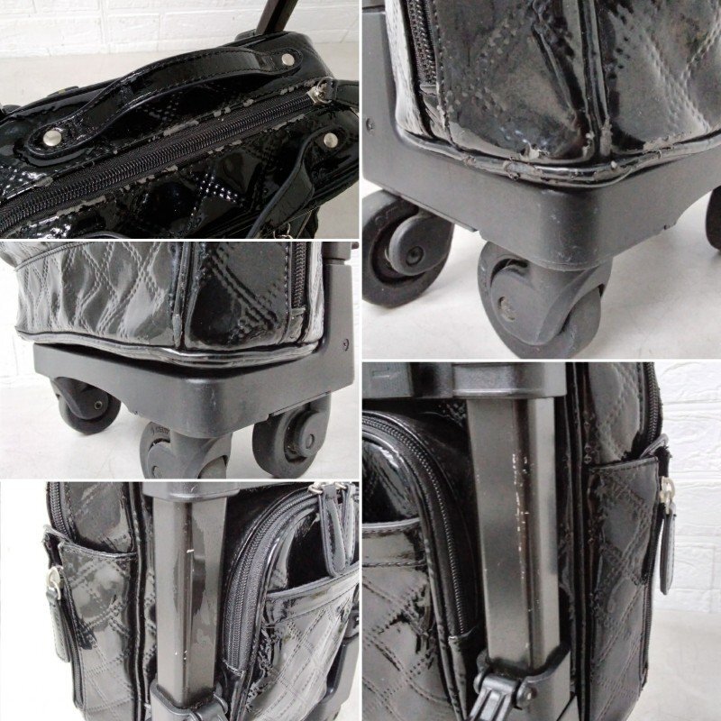 21 SWANY スワニー キャリーバッグ LD-0305 294940 エナメル ブラック系 キャリー バッグ_画像5