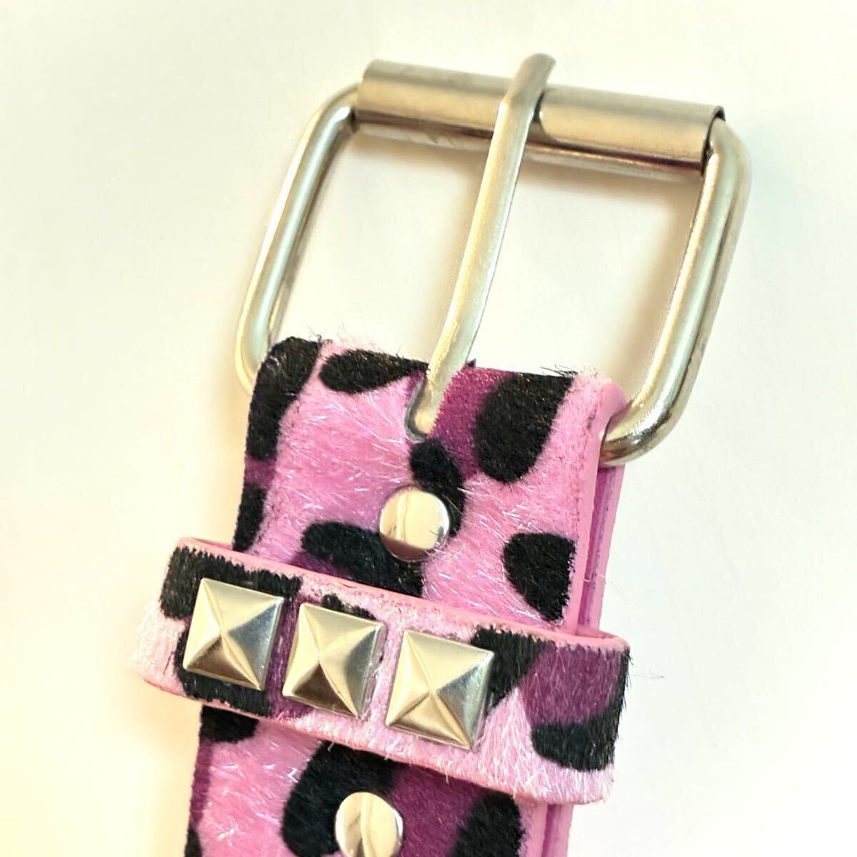 スタッズベルト ピンク レオパード パープル Y2K 地雷系 原宿系 ユニセックス ロックパンク ヒョウ柄 派手色 クラブダンサー 豹柄 ギャル_画像6