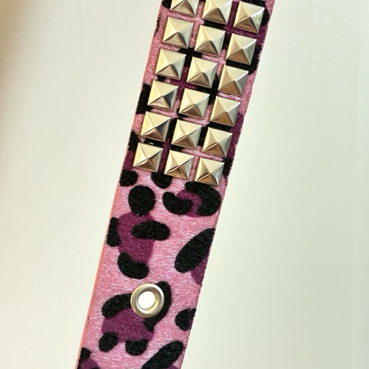 スタッズベルト ピンク レオパード パープル Y2K 地雷系 原宿系 ユニセックス ロックパンク ヒョウ柄 派手色 クラブダンサー 豹柄 ギャル_画像9
