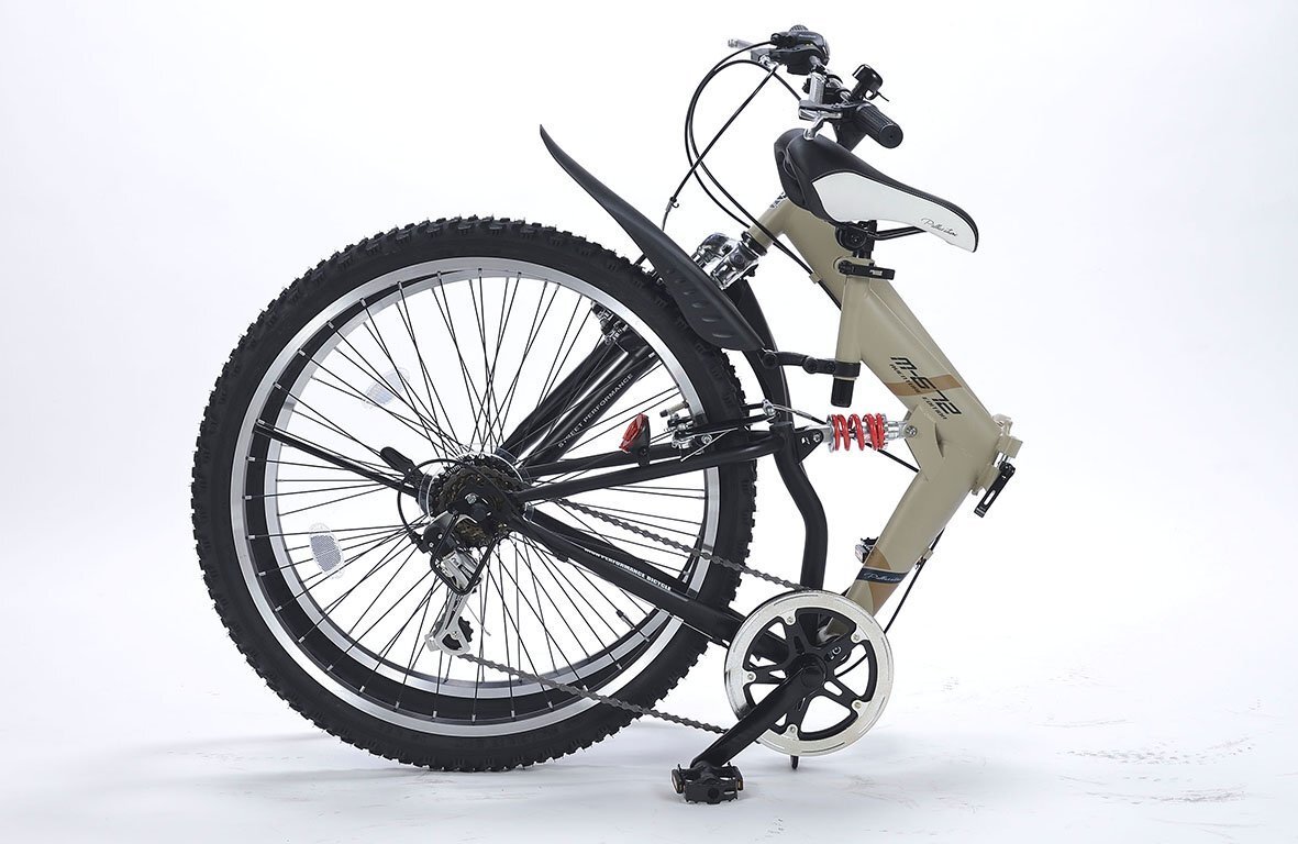 送料無料 MTBタイプ 折り畳み自転車 26インチ シマノ制6段変速 Wサス サイクリング PL保険加入済 適応身長160cm以上 アーミーグリーン 新品