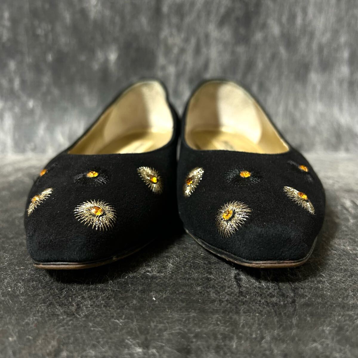 BALENCIAGA バレンシアガ　スエードパンプス　ビジューパンプス　36 23cm相当　ブラック　＊EJ_画像3