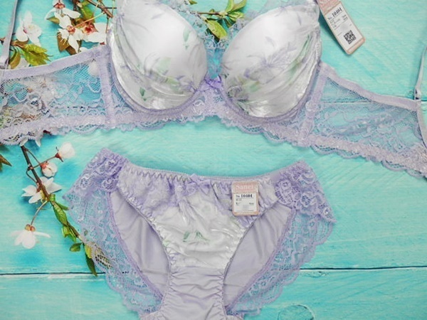 Zc8030◆新品 ブラショーツセット【C80/L】下着 ランジェリー 脇高 谷間メイク 美胸 オーガンジー 紫_画像2