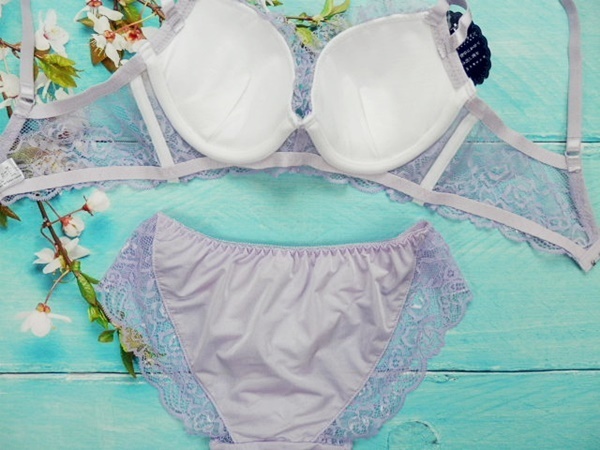 Zc8030◆新品 ブラショーツセット【C80/L】下着 ランジェリー 脇高 谷間メイク 美胸 オーガンジー 紫_画像3