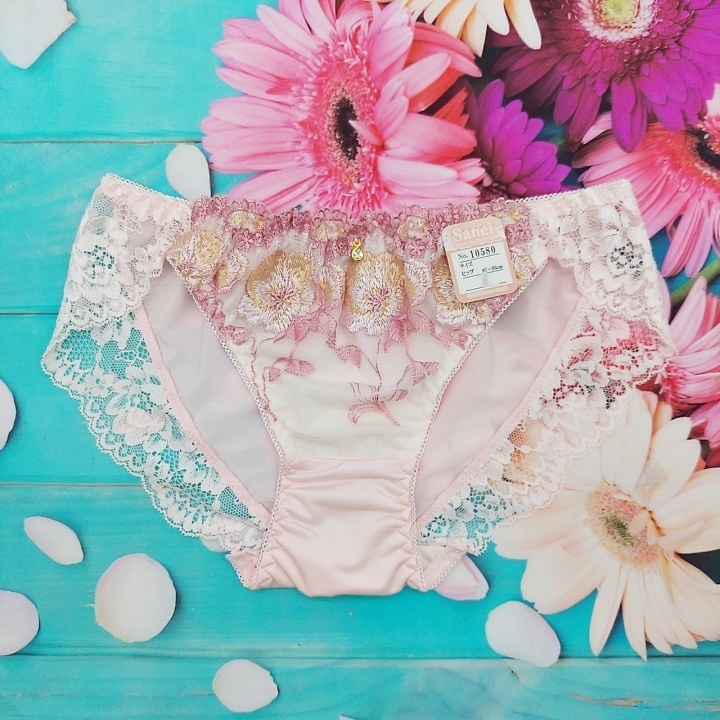 Zf8001◆新品 ブラショーツセット【F80/L】下着 ランジェリー 脇高 谷間メイク 美胸 フローラル刺繍 ピンク_画像4
