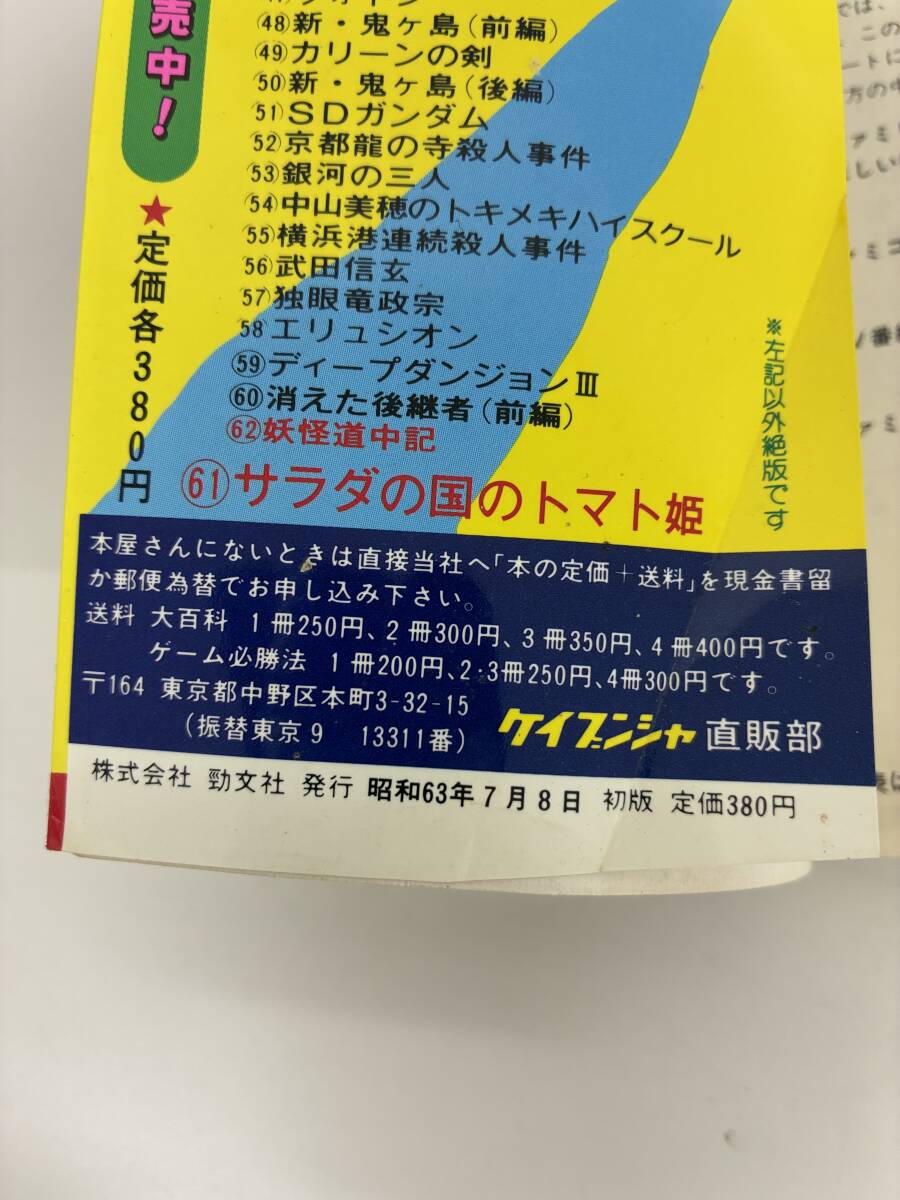 ⑨_C16h◆ゲーム必勝法シリーズ　サラダの国のトマト姫◆ケイブンシャ　ゲーム　攻略本　ファミコン　昭和63年7月8日初版　古本_画像3